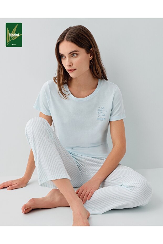 Modal Cotton Piece Short Sleeve Women's Pajama Set Plus Size Option