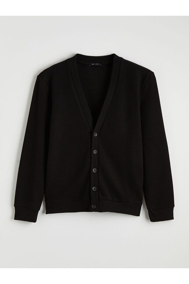 Ermus Global and Siyah V-Neck Men's Cardigan