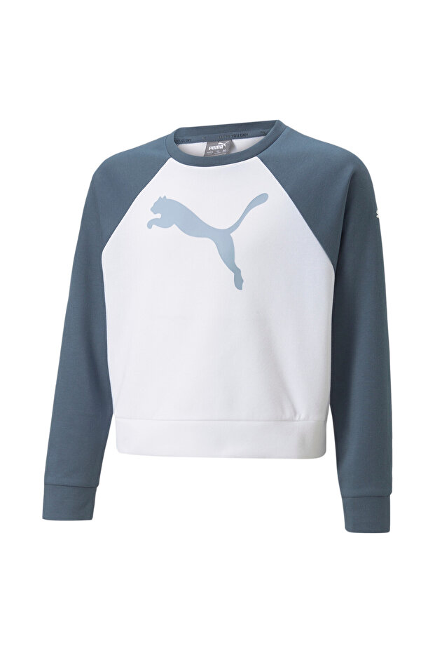 Kids Girls Modern Sports Crewneck Sweatshirt Youth - White