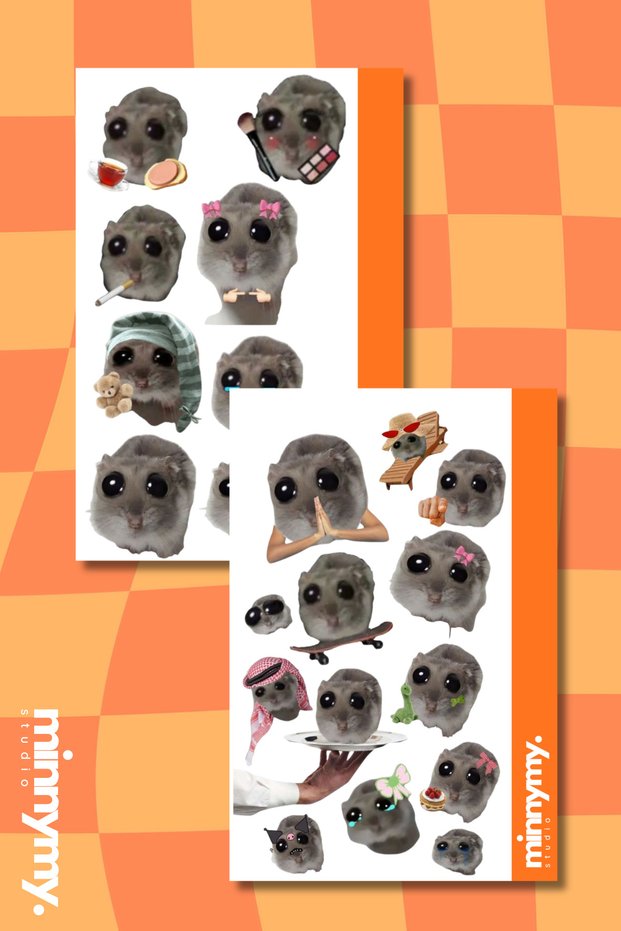 Sad Hamster Collection Sticker, Decal, Pinterest Journal, Planner, Bullet Journal, Pinterest