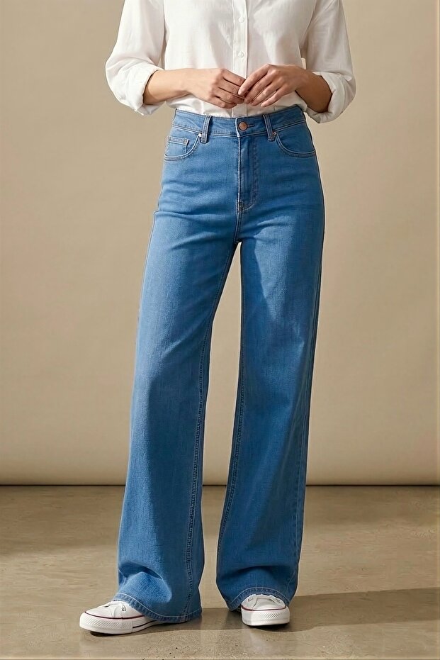 Light Blue High Waist Palazzo Jeans