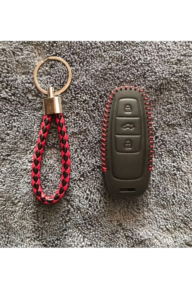 Audi A6 A7 A8 E-Tron Q8 C8 A3 Leather Key Protection Case and Knitting Keychain See Image 2