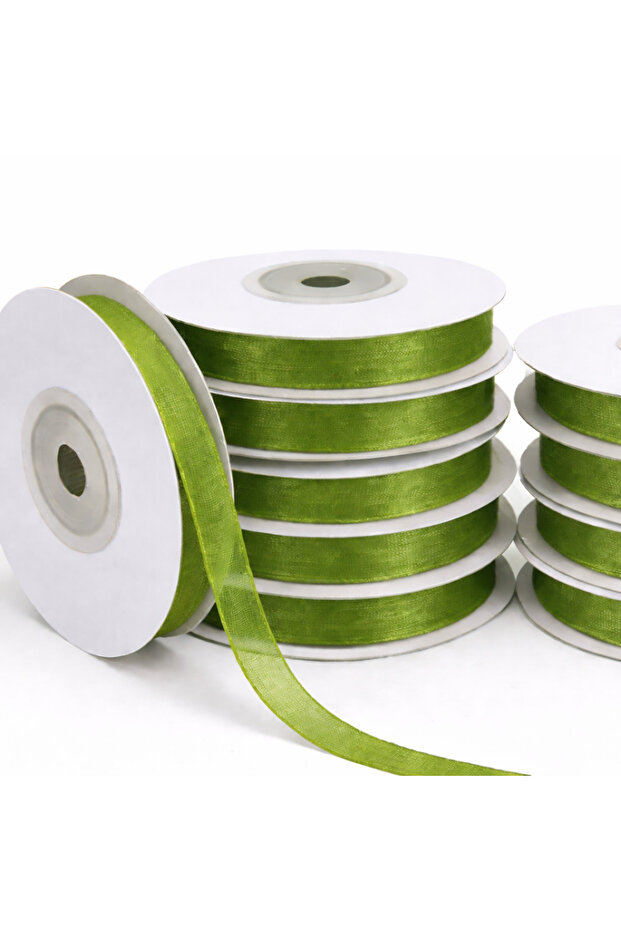 Organza Tulle Ribbon Green 2 cm 22 Meters, Bride, Bundle, Engagement, Dowry, Gift, Packaging, Decoration, Wedding