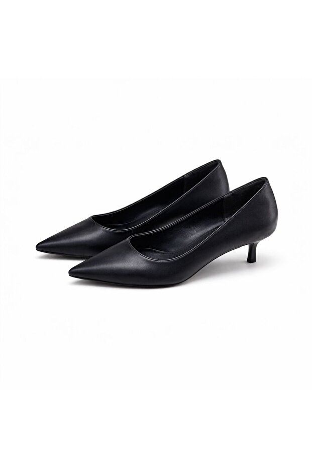 Genuine Leather 4 cm Heeled Pointed Toe Women's Stiletto