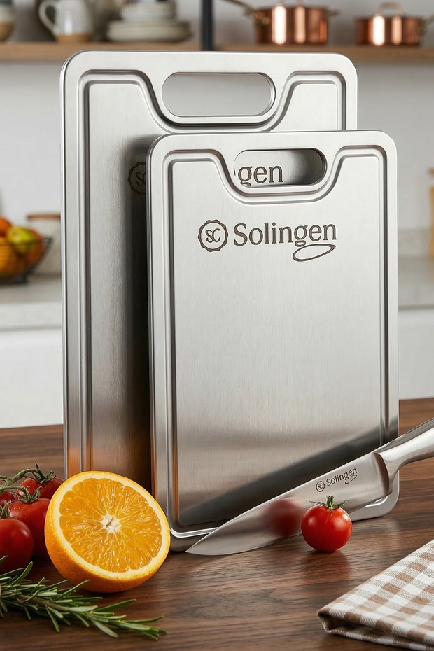 Solingen Stainless Steel Food-Friendly Cutting Board Set of 2