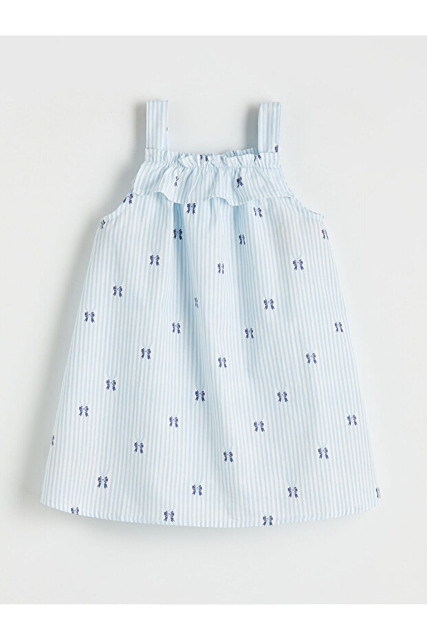 Flounced Girls' Poplin Dress