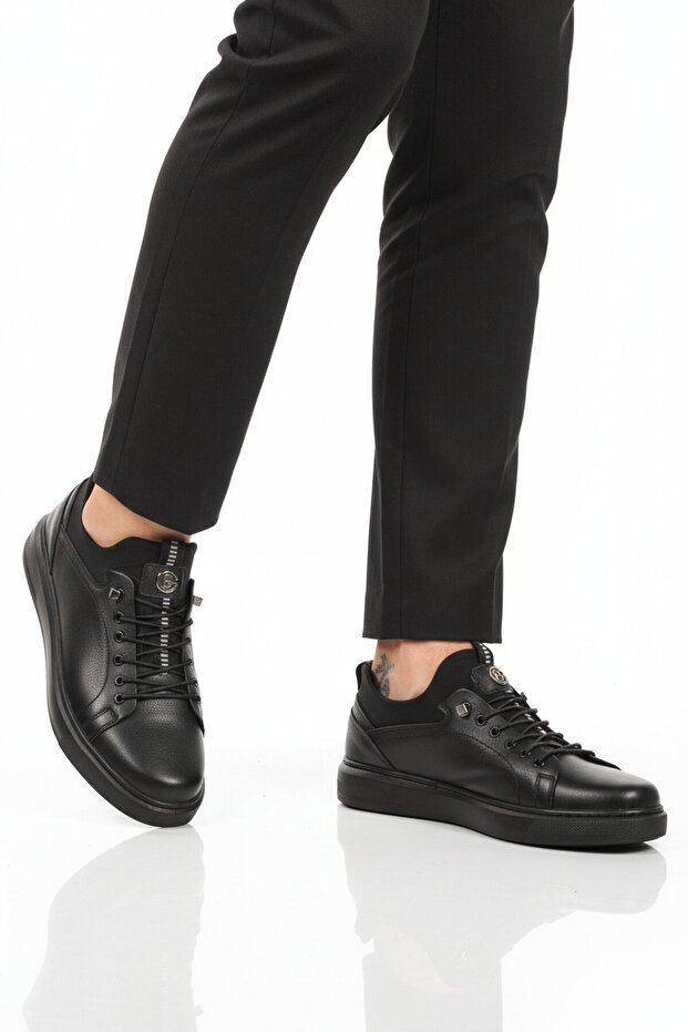 Black Genuine Leather Men's Casual Shoes