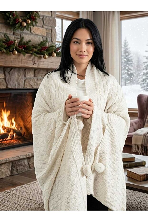 Knitted Knitwear Braided Tv Blanket Si-Leg Shawl, Sofa Shawl 130X170 Sofa Shawl