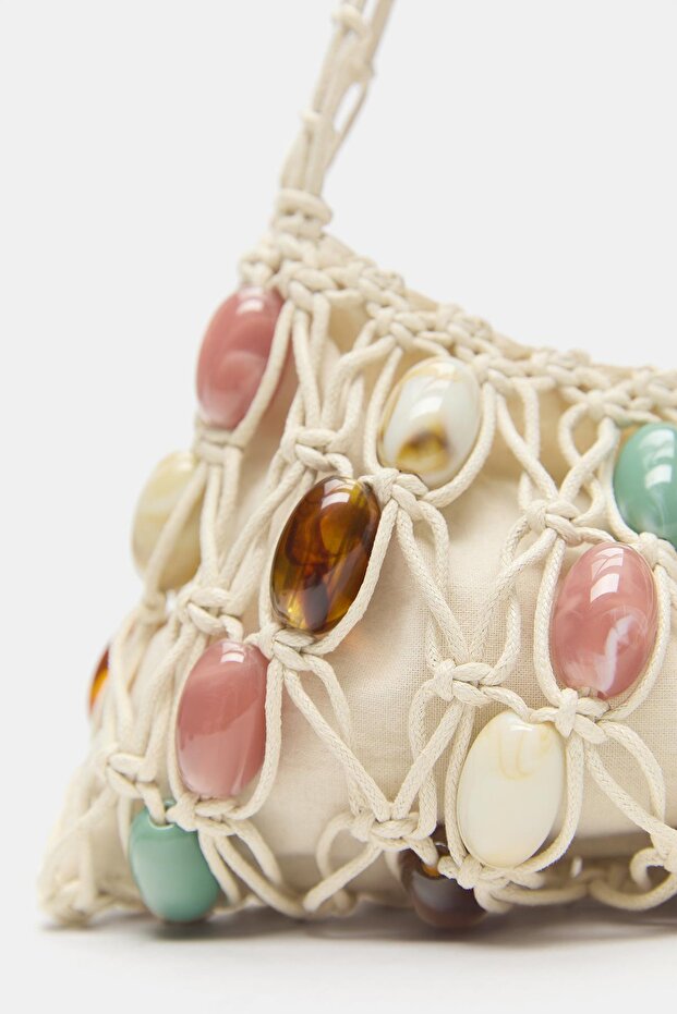 حقيبة كتف مزينة من مكرمية - 3