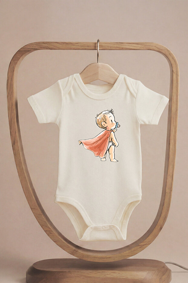 Organic 100% Cotton Pack Cute Little Prince Printed Short Sleeve Snap Fastener Baby Bodysuit