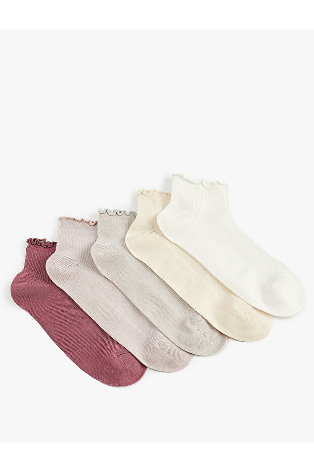 5-Piece Set of Ruffle Detail and Cotton Booties Socks