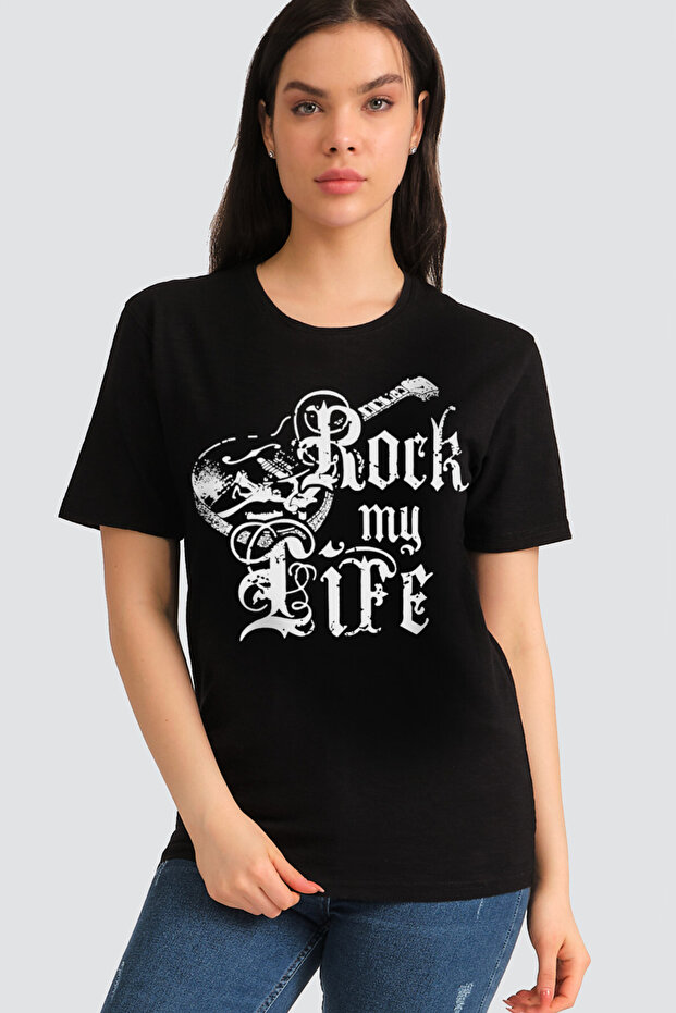 My Life Is Rock Short Sleeve Black Women's T-Shirt