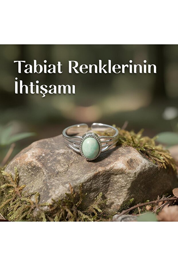Amazonite Stone Steel Ring