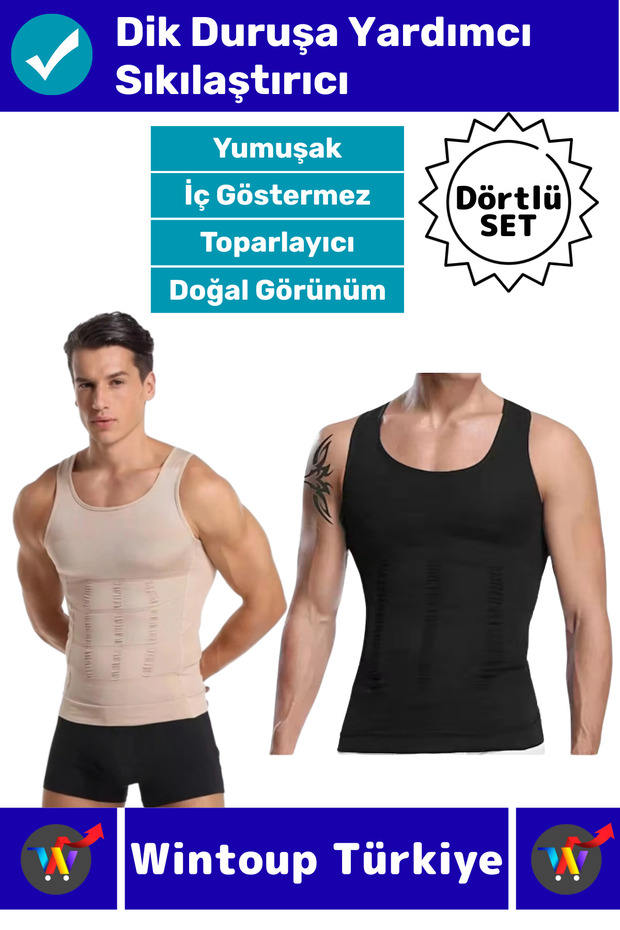 # Corset That Does Not Show under Clothes, Helps with Upright Posture, Tightens the Chest and Abdomen, Men's Corset Set of 4.