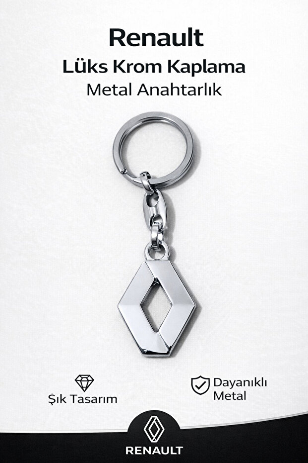 High Quality Renault Logo Luxury Chrome Plated Auto Keychain Stylish Gift Vehicle Accessory 1Pcs