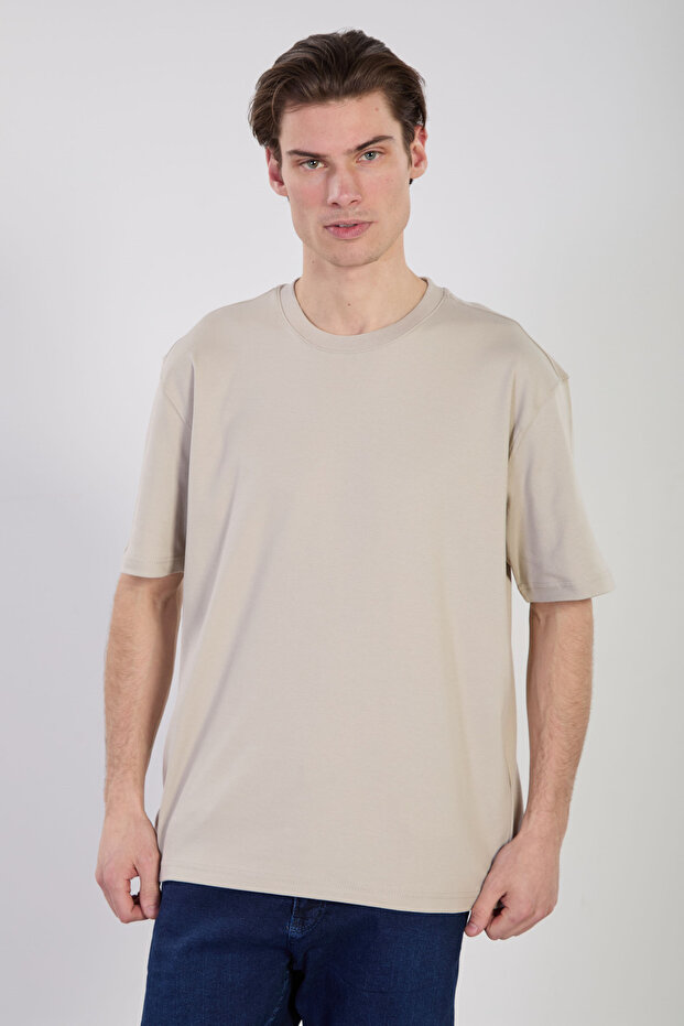 Men's crew neck Oversized t-shirt - stone