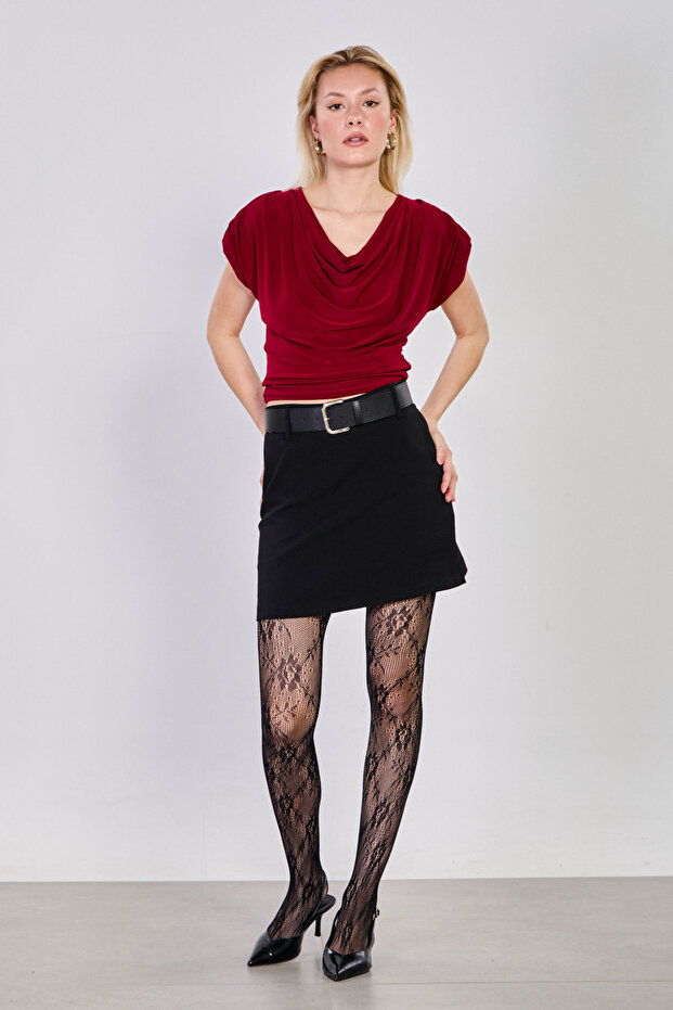 Women's thick Belt mini skirt - black