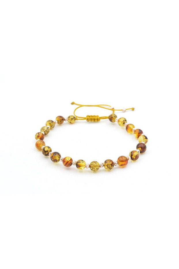 Genuine Natural Macramé Model Drop Amber Bracelet 6 mm