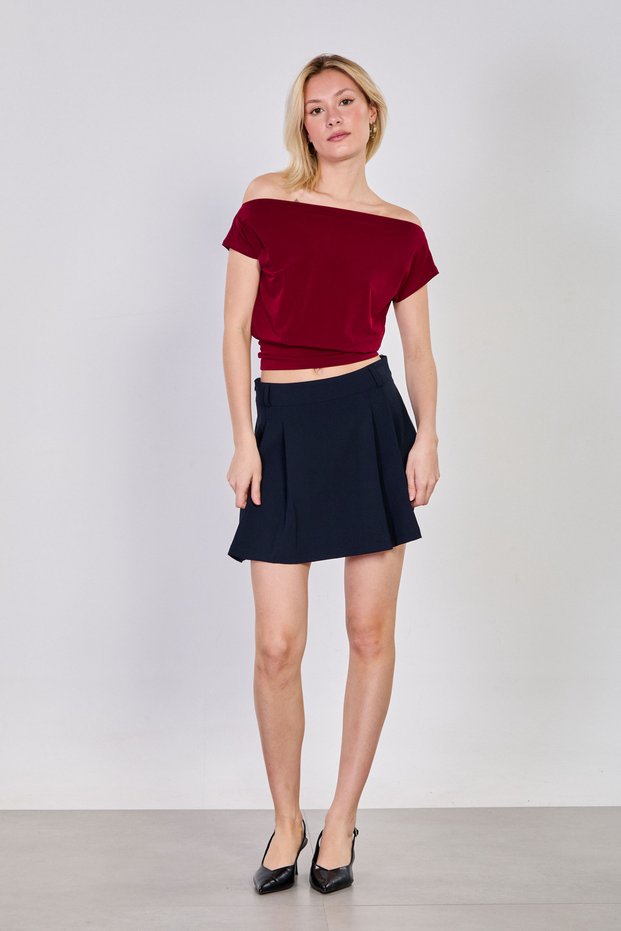 Women's Front Pleated Shorts Mini Skirt - Navy Blue