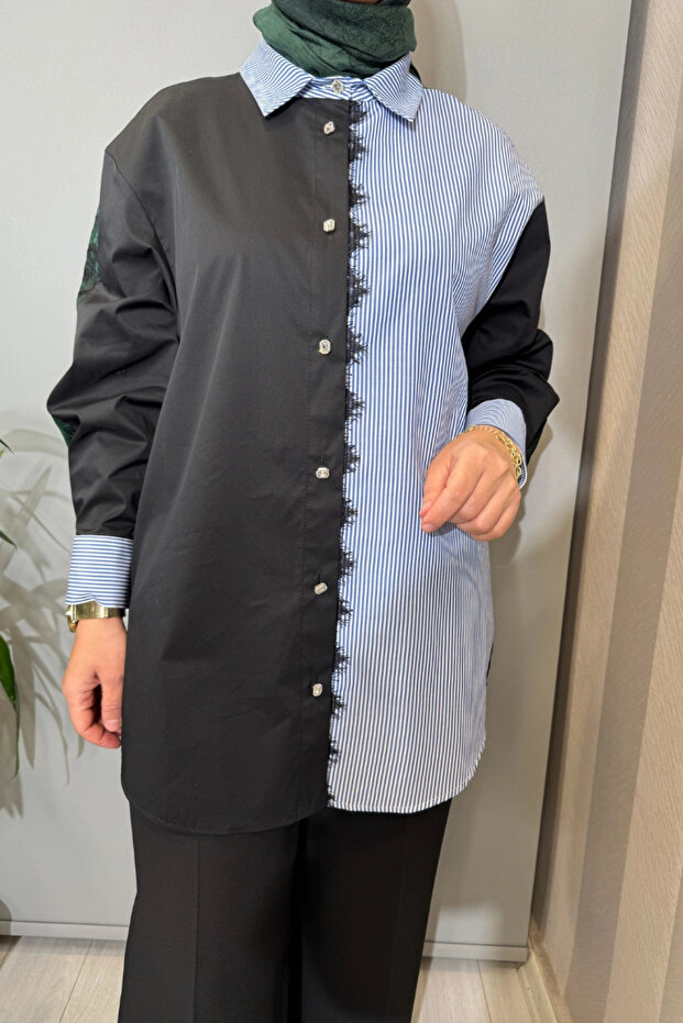 Patchwork Gömlek Yeşil 3610G4311 - 3