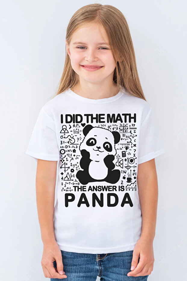 Panda Answer Short Sleeve White Girls' T-Shirt