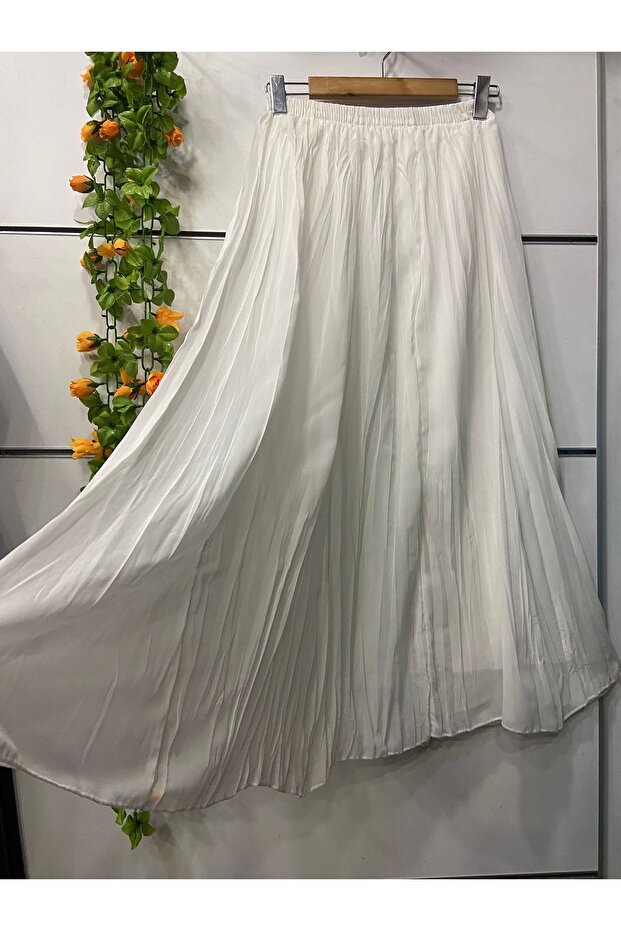 Chiffon A-Line Skirt Lined White