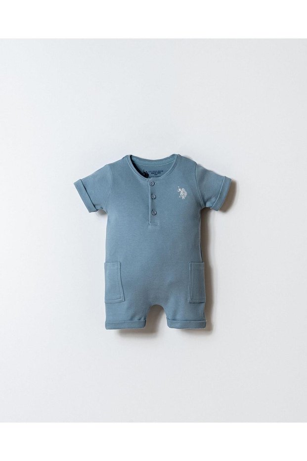 Baby Boy Golf Jumpsuit 100% Cotton Interlock Knitted Summer Baby Jumpsuit with Pocket Detail