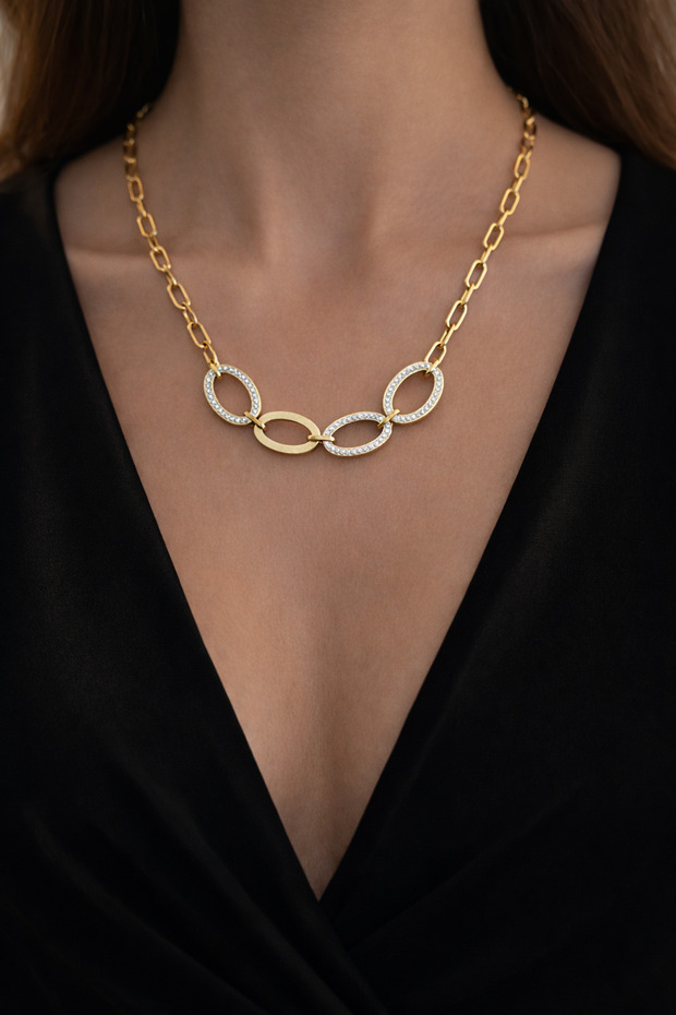 Steel stone necklace