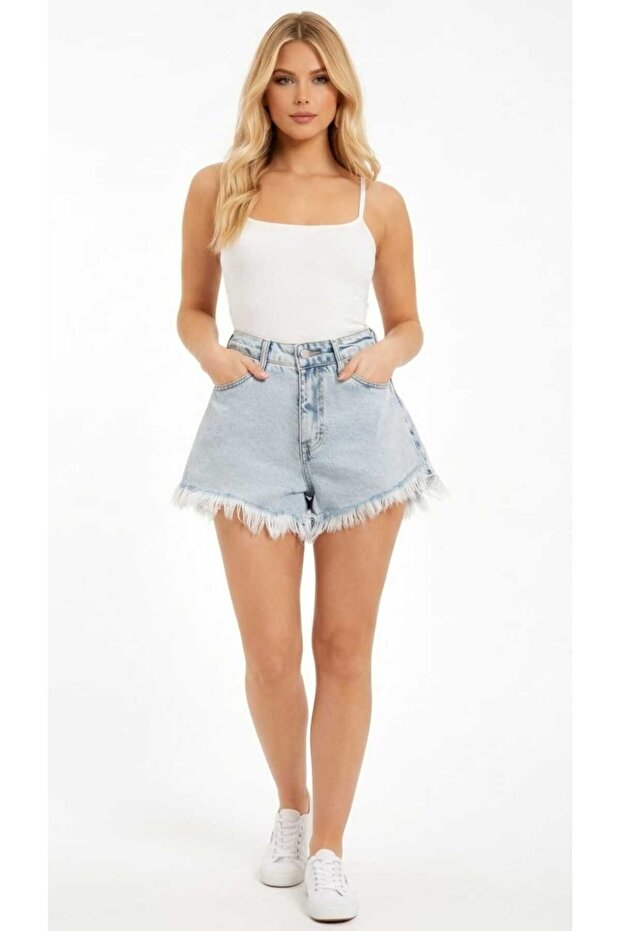 Women's Palazzo Denim Shorts Without Lycra