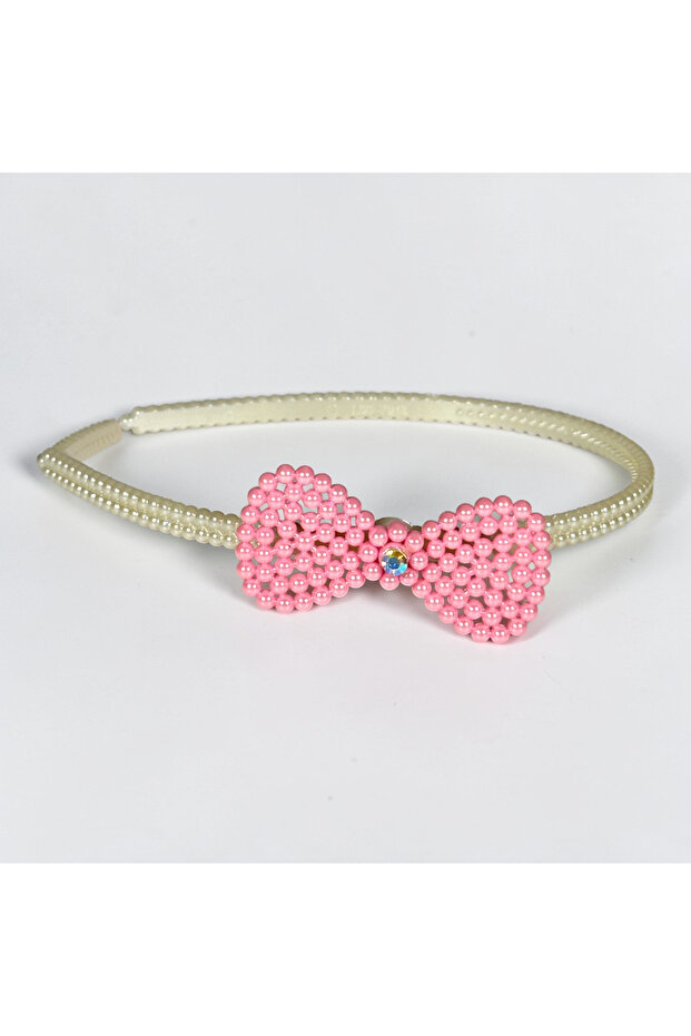 Girl's Bowknot Plastic Pearl Crown | Colorful Beaded Hair Bands