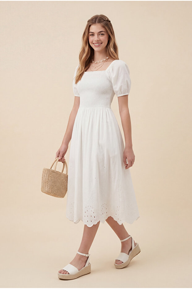 Schiffly Dress White