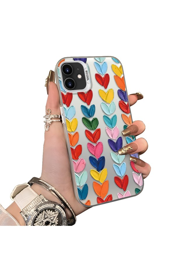 iPhone 12 Mini Compatible Hard Acrylic Back Silicone Edge Lens Protection Case