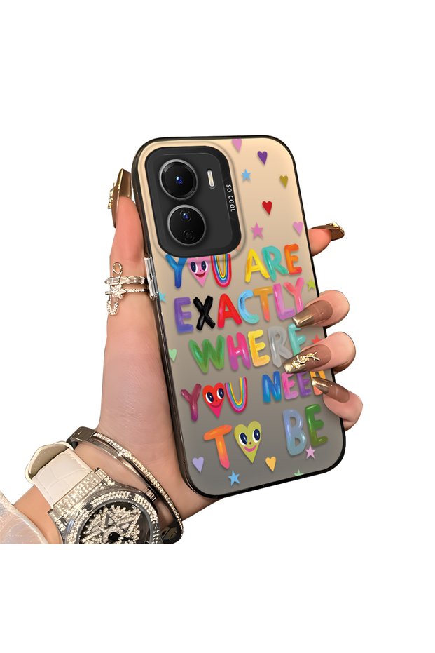 Vivo Y56 Compatible Hard Acrylic Back Silicone Edge Lens Protection Case