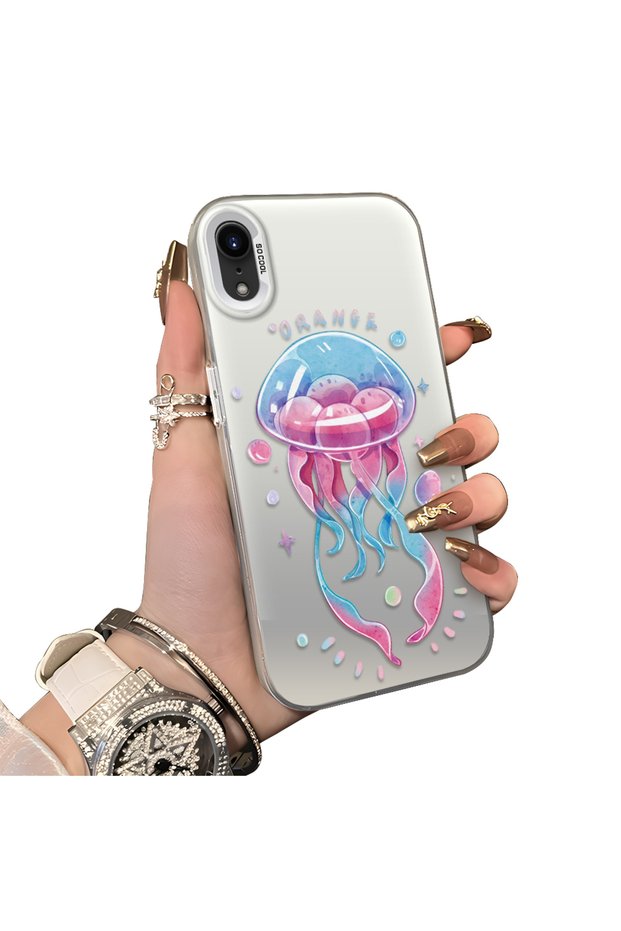 iPhone Xr Compatible Hard Acrylic Back Silicone Edge Lens Protection Case