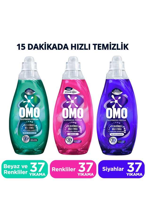 Omo Express Fresh Renkli ve Siyahlar 1480 ml x1 Beyaz ve Renkliler 1480 ml x1 Capcanli Siyahlar x1
