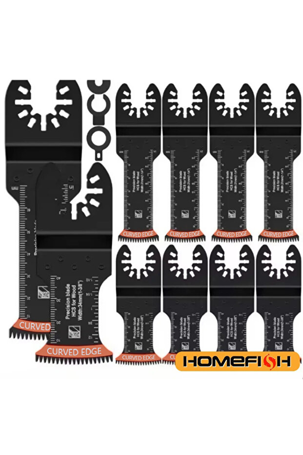 10pcs 10Pcs Japanese Oscillating Saw Blades High Carbon Steel Bi-Metal Curved Edge Multitool Blades