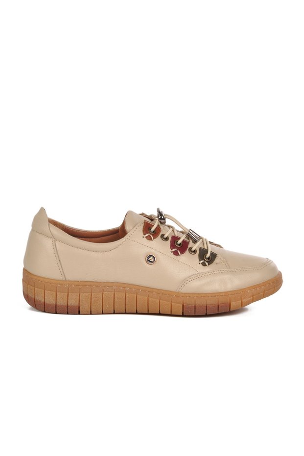 Beige Genuine Leather Women's Casual Shoes