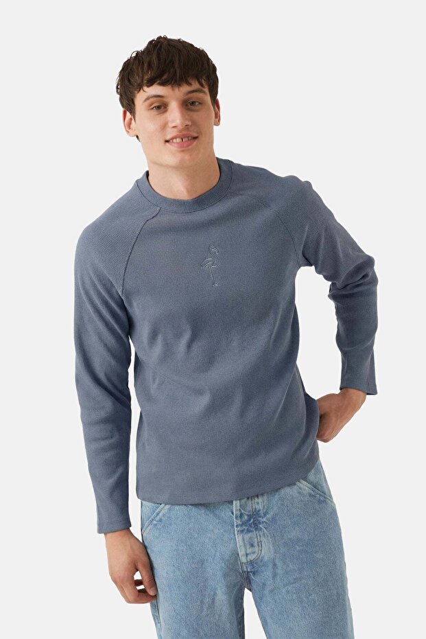 Flamingo Fitilli Sweatshirt - Flint Mavi - 1