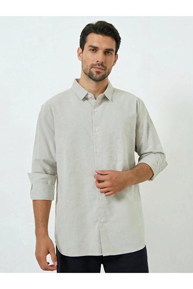Men Grey Relaxed Fit Cotton Casual Shirt