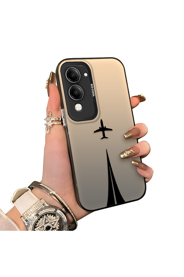 Vivo Y19/Y19S 5G/Y19E Compatible Hard Acrylic Back Silicone Edge Lens Protection Case