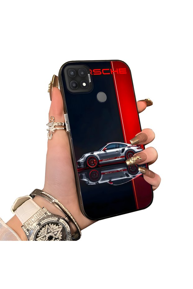 Oppo A15/A15S Compatible Hard Acrylic Back Silicone Edge Lens Protection Case