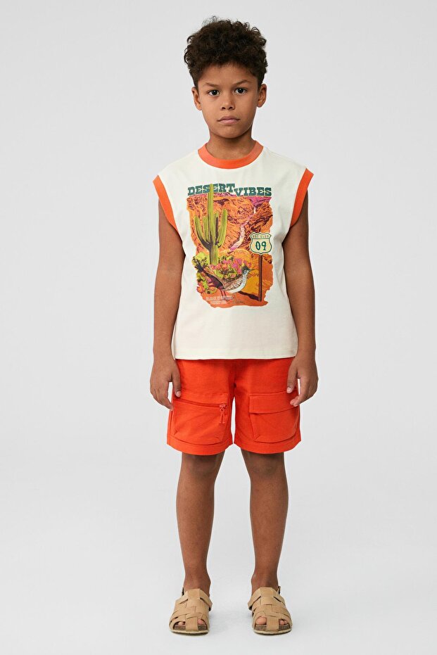 Bg Store Boy's Ecru Tank Top
