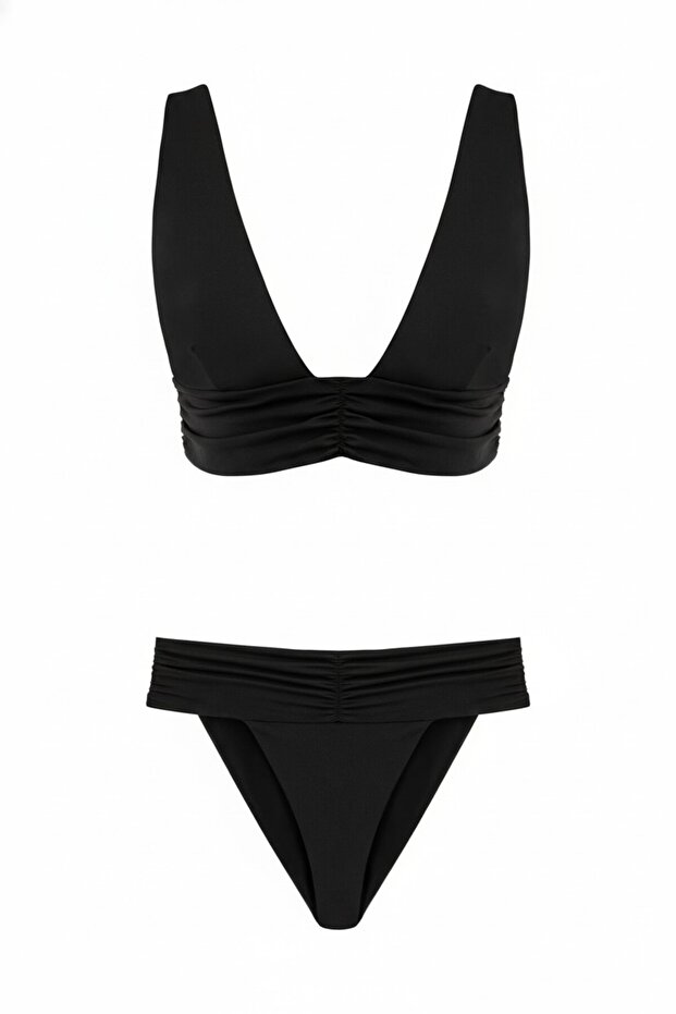 Ruched Black Nadide Bikini Set