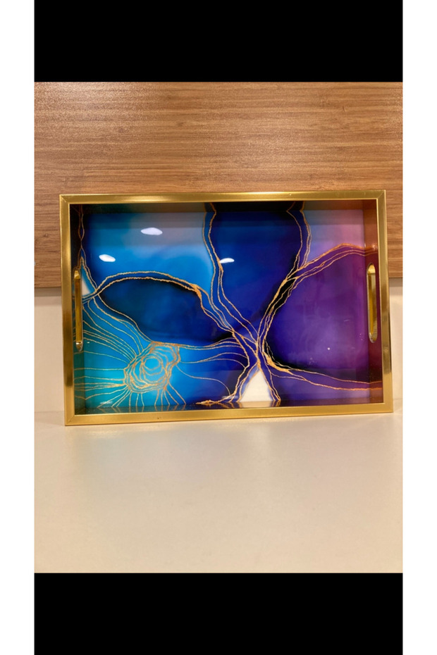 صينية بنفسجية D منقوش متوسطة الحجم 33×23 سم - 6