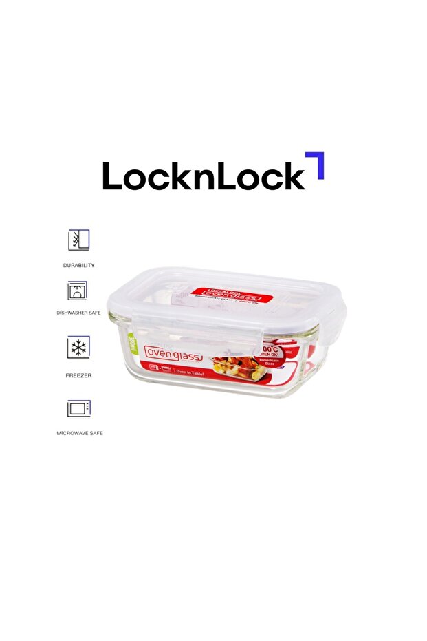 380ml Borosilicate Glass Rectangle Container, Airtight Lid, Oven, Microwave & Freezer Safe