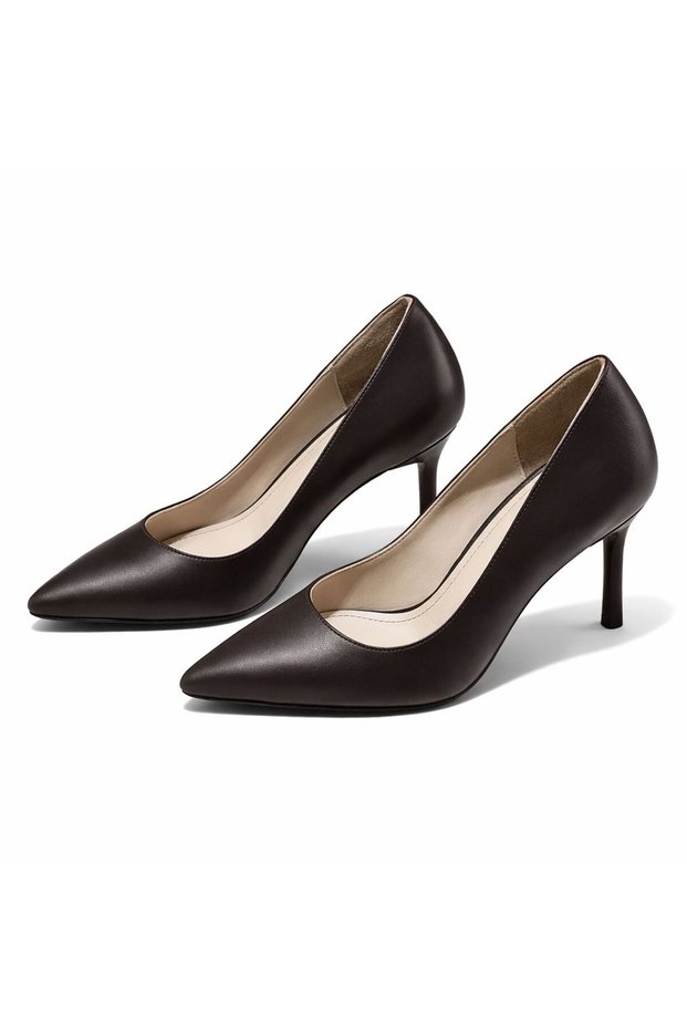 Genuine Leather Women's Stiletto 8 cm Stiletto Heel U Pointed Toe Classic Stylish Daily Shoes
