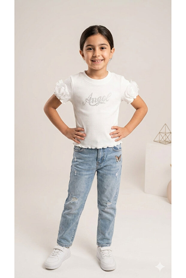 Girl's T-Shirt with Front Detail Esc-36178