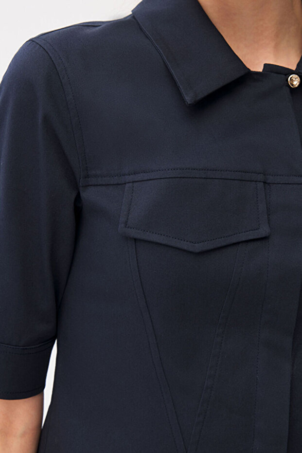 Erkek Yaka Mini Elbise - 2