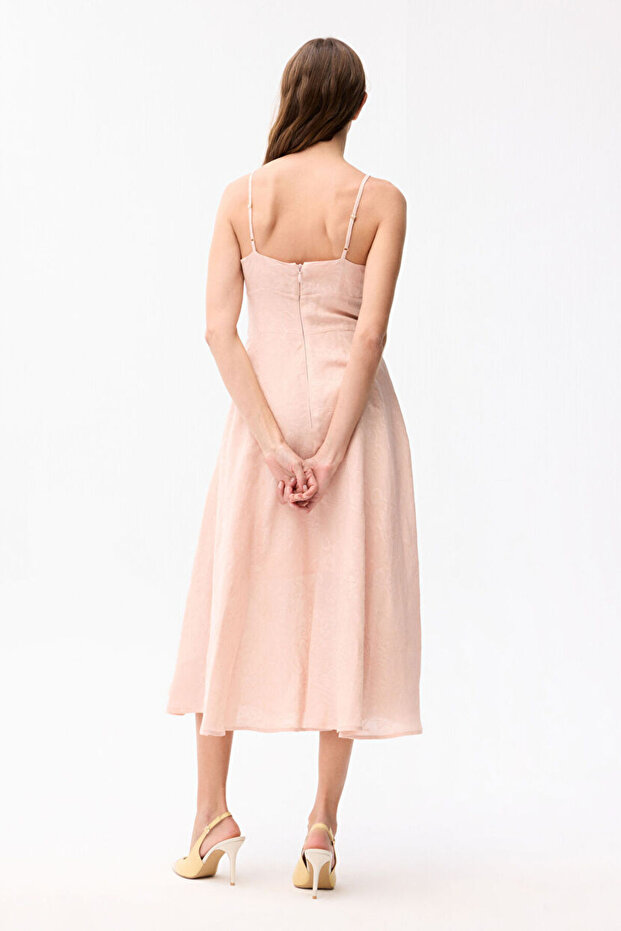 Askılı Jakarlı Elbise - 5