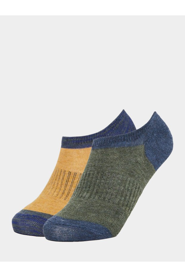 Pack of 2 - Contrast Detail No Show Socks
